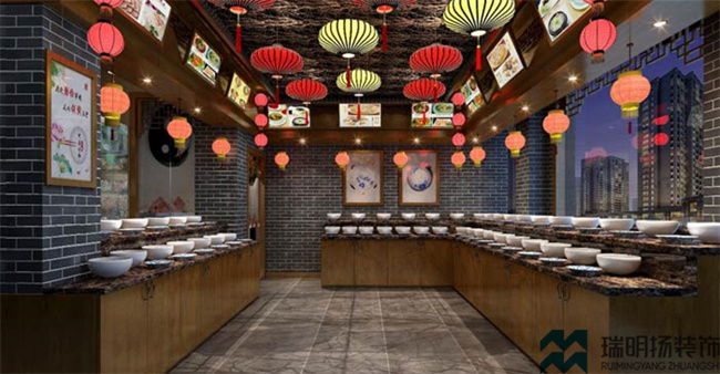 串串店裝修設(shè)計效果圖-中式風格串串店